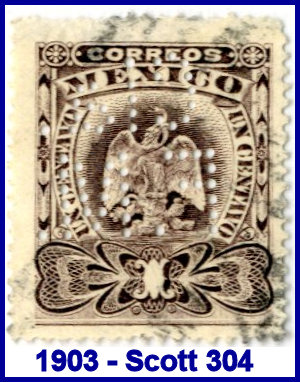 Ferrocarril Mexicano 1903 perfin